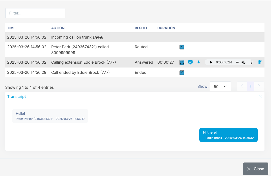 CDR Search Results Interact
