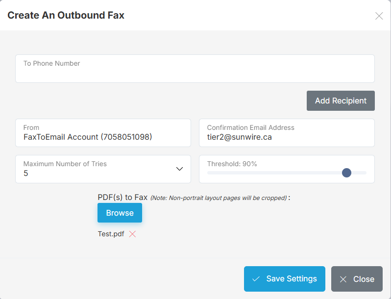 Create An Outbound Fax