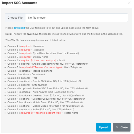 Import SSC Accounts