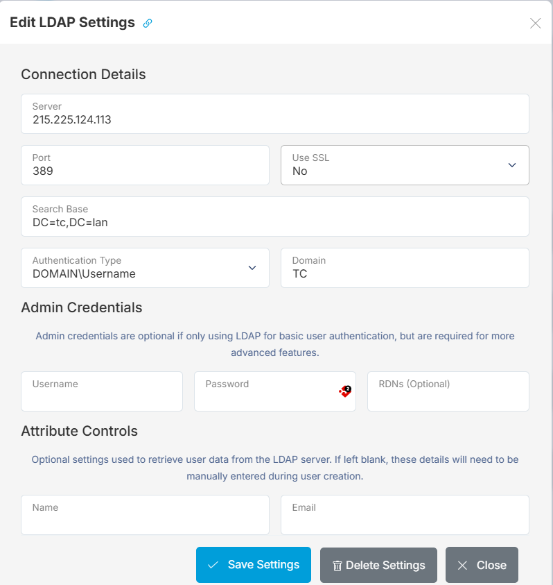 LDAP Server Settings