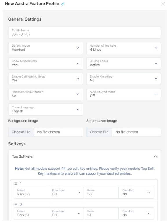 New Aastra Feature Profile