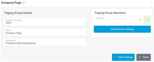 Paging Group Details